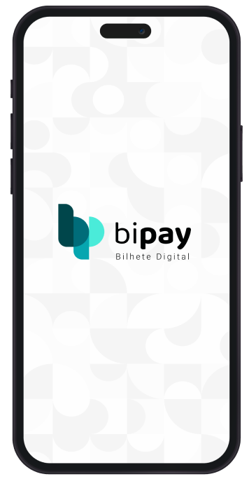 Tela de celular com logo do aplicativo Bipay Bilhetagem Digital na versão do usuário